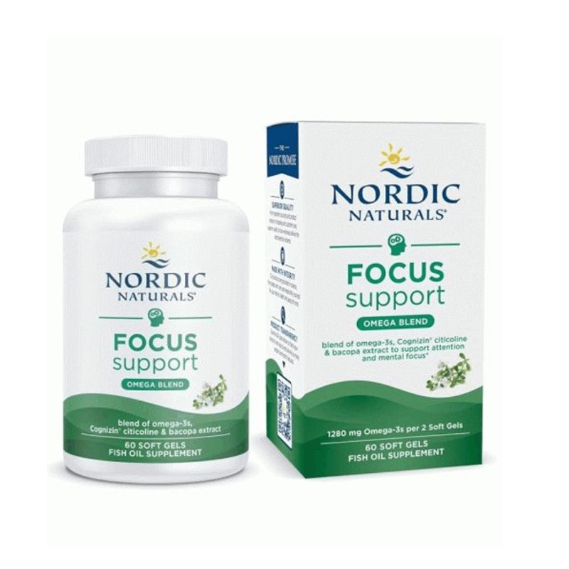 Nordic Naturals Focus Support | Omega-3 ,Cognizin Citicoline & Bacopa | Brain & Cognitive Health 
