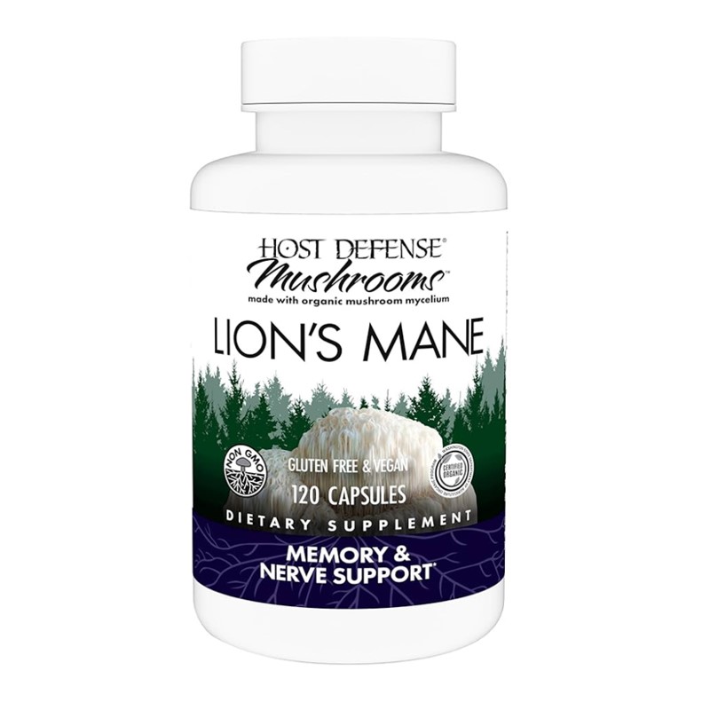 Host Defense Lion's Mane | Organic Mushroom Mycelium | Lion's Mane | 120 Capsule
