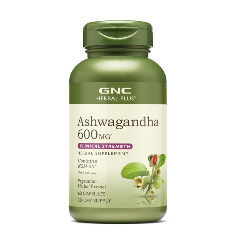 Gnc Herbal Plus Ashwagandha 600 Mg Clinical Strength with Ksm-66 Stress & Vitality Support 60 Capsules