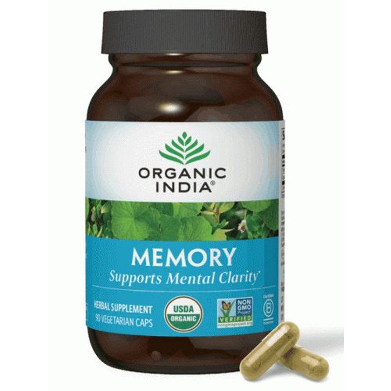 Organic India | Memory Supports mental Clarity | Herbal Supplement | 90 Vegetarian Caps 