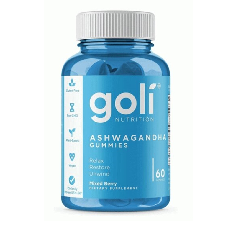 Goli Nutrition Ashwagandha Gummies| Plant-based Stress & Relaxation Support 60 Vegan Gummies Mixed Berry Flavor